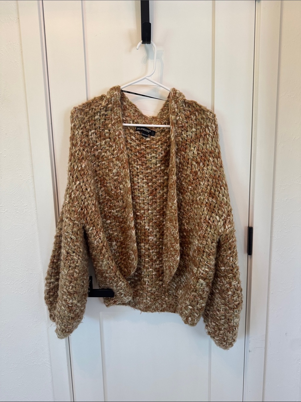 Blank NYC Multi-Tone Camel Open Front Knit Cardigan